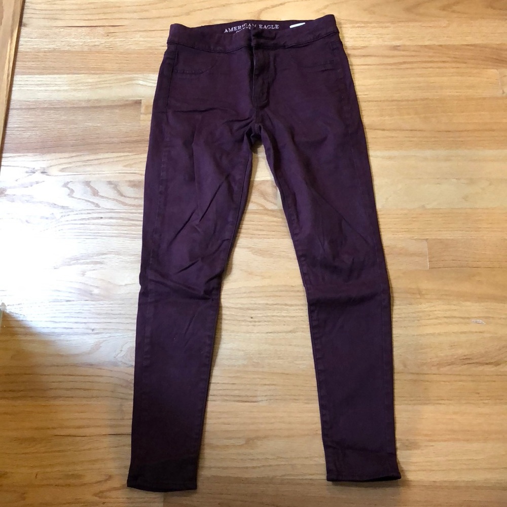 Maroon “Suede-Like” Jeans